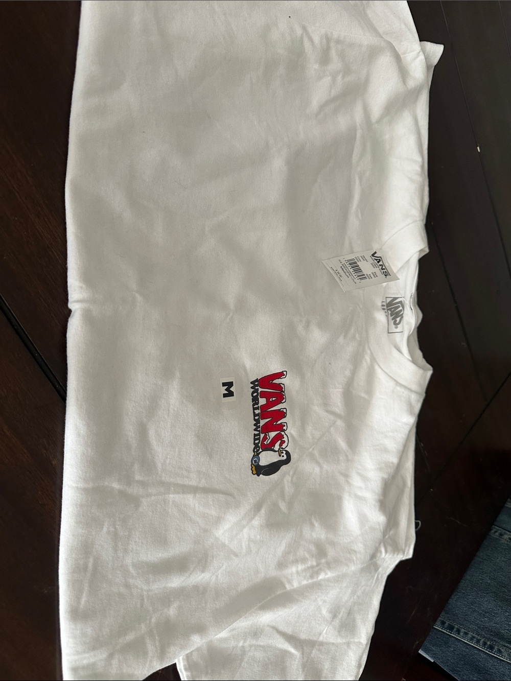 Vans White Tee with Red Logo and Black Accent - Men's